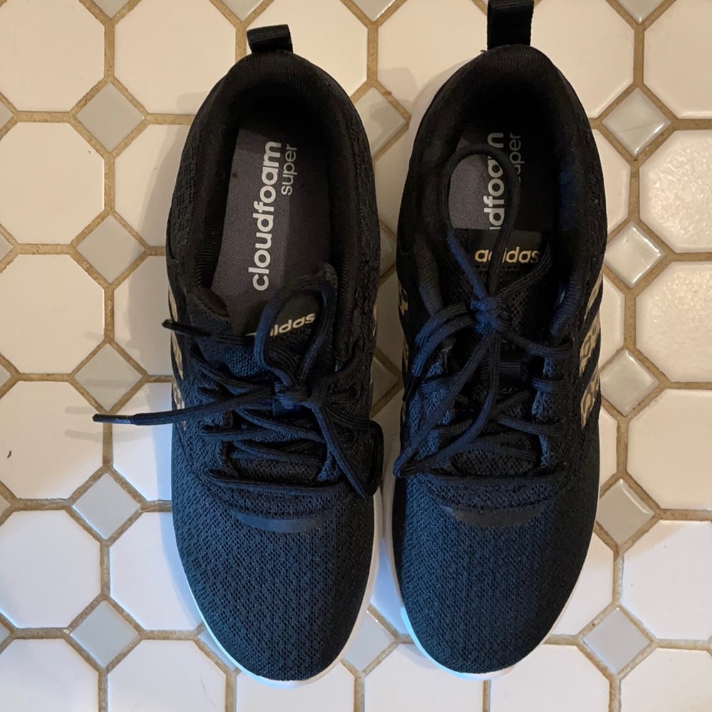 Adidas black leopard print shoes